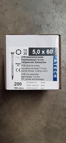 Reisser Edelstahl Terrassenschrauben 200 Stück 5,0 x 50/5,0 x 60 ATM blank (5,0 x 60)