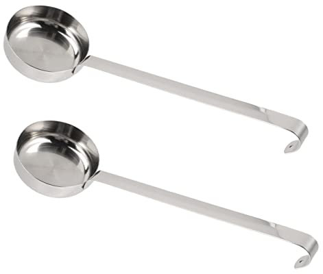 Veemoon Louche à Sauce En Inox Cuillère à Soupe Plate 2 Pièces Cuillère Cuisine Ustensile De Service Pour Pizza Et Sauces
