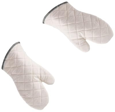 CIYODO 2stücke Baumwollhandschuhe Hitzebeständig Weiss Küchenhandschuhe Ofenhandschuhe Mit Strukturierter Oberfläche Für Kochen Und Grillen rutschfest Und Stabil