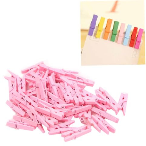HOLIDYOYO 200pezzi Clip di Legno Mini Portafoto Decorazione per Stanza Metri Corda per Appendere Foto Opere d Arte Rosa