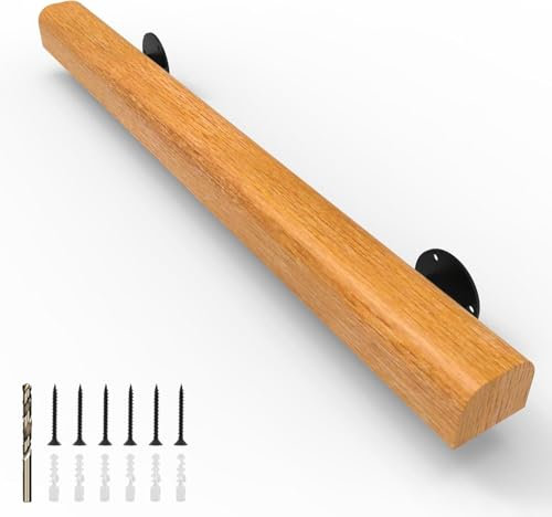 WDFYM Pasamanos De Escalera De Madera De 50-600cm, Apoyabrazos De Seguridad for Personas Mayores Montados En La Pared, Parapeto for Pasillos, Barandillas for Terrazas De Lofts(490cm/16ft/193in)