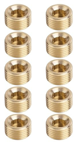 10pcs Brass Blanking Caps Radiator Valves Caps with Hexgonal Male Thread Designs Drain Preventer Blanking Plugs for Water Pipe Washing Machine Radiator Valves Faucets Tap
