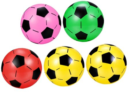 BESPORTBLE Set de 5 Balones de Fútbol de Plástico Inflables para Niños, Colores Brillantes, Cómodos y Resistentes para Fiestas y Actividades Escolares