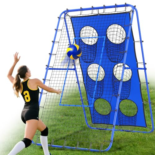 Rebounder per pallavolo 2,1 x 1,2 m - Multi angolo regolabile, dispositivo di addestramento, rete di rimbalzo con pali in metallo stabili, rimbalzo per calcio, pallavolo, pallacanestro