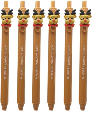 Gelschreiber mit weihnachtlichem Cartoon-Motiv, einziehbar, Bürobedarf für Studenten, Spielbelohnung, Weihnachtsfeier, Party, 6 Stück