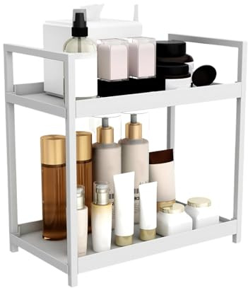 Desktop mit 2 Ebenen - Bücherregal-Organizer | Freistehende Küchenabtrennung, Badezimmertisch, multifunktionaler Ausstellungsständer für Bücher, Kosmetik, Hautpflege