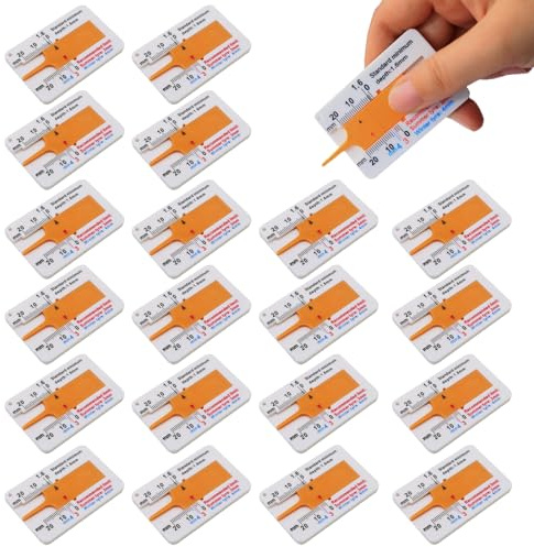 KEORHEZ 20 Misuratori di Profondità per Pneumatici, Tread Depth Gauge per Tyres, 0 – 20 mm, Profili per Veicoli Auto e Moto