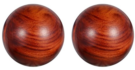NOLITOY Holz Handmassageball 2 Stück aus Natürlichem Huanghuali Holz Akupressur Massageball für Hand und Fingermassage Stressabbau und Fingertraining Traditionelles Chinesisches Wenwan