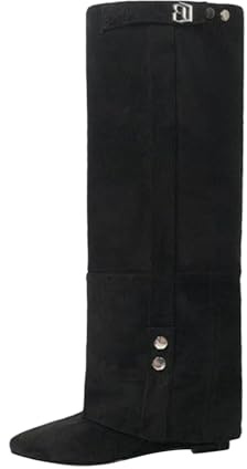 Botas por encima de la rodilla para mujer, botas anchas, botas de tiburón, botas altas hasta la rodilla, botas sobre la rodilla con tacón de bloque, botas de entretiempo, elegantes, botas medievales