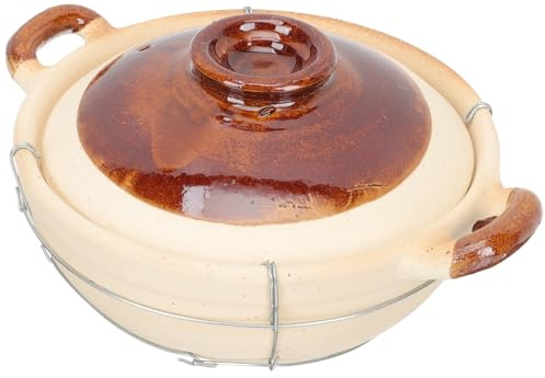 Veemoon Cazuela de Barro China Pequeña 0,5l Mango Simple para Cocina Casera, Olla Resistente al Calor para Guisar Arroz y Sopas, Cazuela Tradicional para Estufa y Hogar