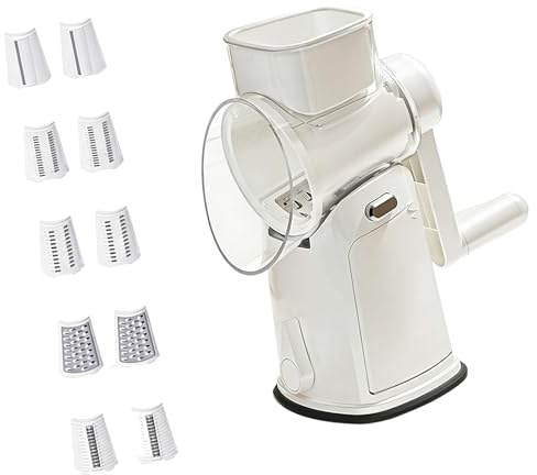 Cortador de verduras intercambiable 5 en 1, rallador manual de manivela para apartamentos pequeños y dormitorios, cortador de alimentos con mango manual