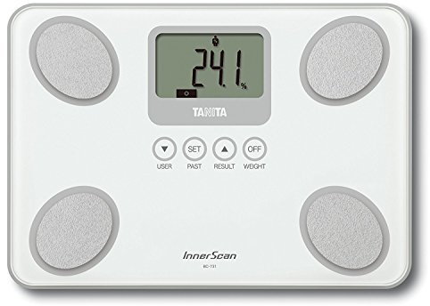 TANITA BC-731 Kompakte Innerscan-Körperanalysewaage aus Glas Gut Ablesbares LCD-Display 10 Messungen Weiß