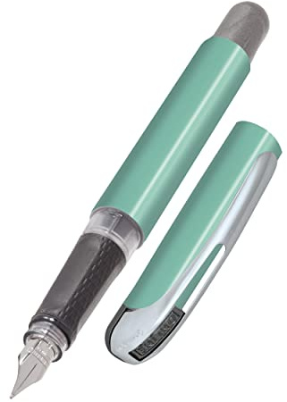 Online Füller College Mint, Tinten-Füller für Rechtshänder, ergonomisches Griffstück, hochwertige Iridium-Feder medium, Standard-Tintenpatronen, inkl. Kombipatrone blau, Allergiker geeignet