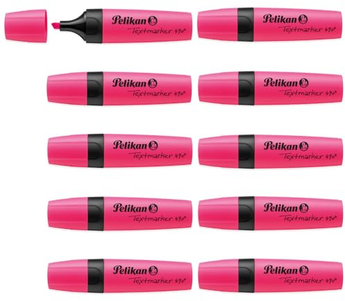 Pelikan Textmarker 490, 10 x Neon-Rosa, 10 Stück, mit Keilspitze | Pelikan Textmarker 490, 10 x Neon-Rosa, 10 Stück, mit Keilspitze