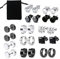 NACAIKJ 12 paar Edelstahl Ohrringe für Herren Damen Ohrringe Set Schwarz + Silber Ohrstecker Edelstahl Fake Plugs Creolen Zirkonia Ohrstecker Set Ohrschmuck Piercing Unisex