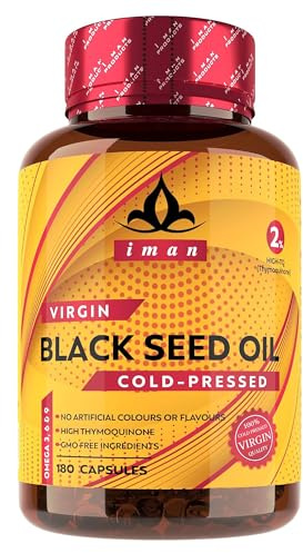 IMAN High Strength Virgin Cold Pressed Black Seed Oil (180 Capsules) | 6X% TQ, Omega 3, 6 & 9 | Non-GMO, Natural & 100% Pure | 6 Month Supply | Trusted Brand Since 1995