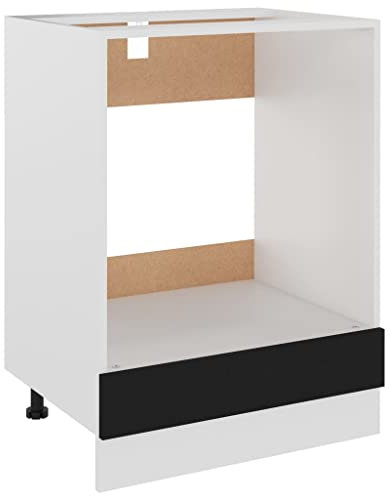 vidaXL Kitchen Cupboard Oven Cabinet Oven Cupboard Kitchen Unit Kitchen Furniture Base Cabinet Oven Black 60 x 46 x 81.5 cm Chipboard