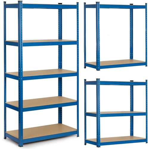 Humberg 4845 kraftig hylla med 5 hyllor av MDF 180 x 90 x 30 cm, blå