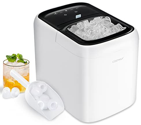 COSTWAY 2L Eiswürfelmaschine 15kg/24H, Ice Maker 9 Eiswürfel in 6-8 min Eismaschine, Eiswürfelbereiter inkl. Eiswürfelschaufel LED