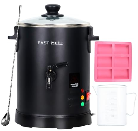 FAST MELT 3 L tvåltillverkningssats med konstant temperaturkontroll, pip, perfekt för hemgjord tvål, företag, snabbladdning, lätt att rengöra