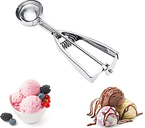 Ice Cream Scoops with Easy Trigger Stainless Steel Cookie Scoops Cookie Dough Scoope with Trigger Cupcake Scoop Perfect Make Ball for DIY Fruit Baller, Meatball, Melon, Muffin, Mashed Food - 4CM