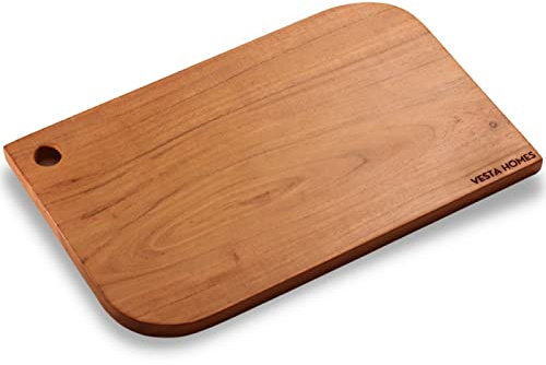 Vesta Homes Single Block Wooden Cutting/Chopping/Serving Board for Vegetables, Cheese, Charcuterie | Acacia Wood | 13 * 8.5 Inch | Handcrafted in India