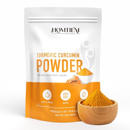 HOMTIEM Organic Turmeric Root Powder, 2 LB, Vegan Premium Superfood Spice and Natural Source of Curcumin, Ideal for Golden Milk, Smoothies, Teas, Curries and Everyday Cooking, Non-GMO, Gluten-Free, No Additives