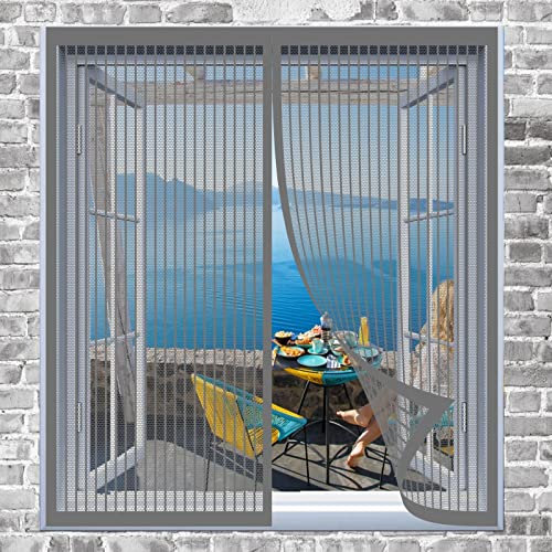 Insektenschutztür Fliegenschutz 80 x 200 cm Insektenschutzgitter Kein Bohren Kinderleichte Montage Magnet Fliegengitter Für Alle Universalfenster, Grau