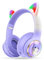 AXFEE Auriculares Inalámbricos para Niños, Auriculares con Orejas de con Luz Led, Auriculares Plegables para Niños con Micrófono, para Móvil/Tableta Regalo de Cumpleaños/Navidad(Púrpura
