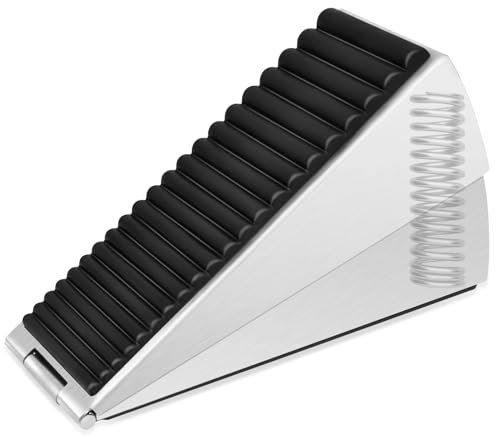 Dörrstoppkil, dörrpropp för golv, 12 cm kraftiga dörrstopp i metall inomhus, halkfri dörrkil säkerhet, silver dörrstopp kil, rostfritt stål dörrhållare för hem, kontor, skola