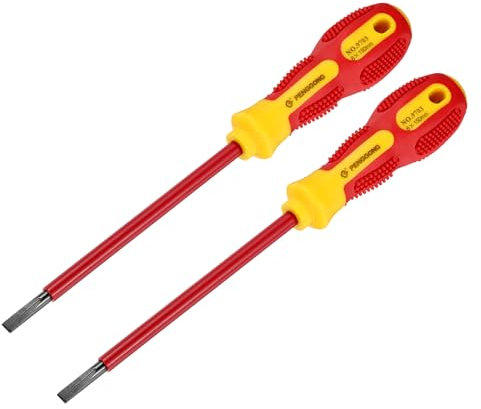 QUARKZMAN 2pcs 1000v Destornillador Eléctrico Aislado Magnético Ranurado 6mm x 150mm CR-V Electricistas Destornilladores de Cabeza Plana