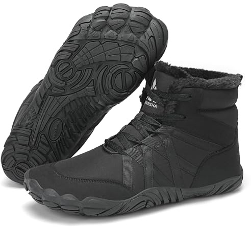Mishansha Barefoot Shoes Invernali Uomo Stivaletti Scarponi Trekking Donna Inverno Scarpe Piedi Nudi Caldo Impermeabile Antiscivolo Stivali Nero profondo 38 EU