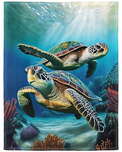 YISUMEI Kuscheldecke Weiche Warme Flauschige Fleece Decke für Couch Bett, Unterwasser Schildkröten, 135 x 200 cm