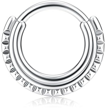BodyBonita 16G Piercing Septum Acero Inoxidable 316L Piercing Nariz Aro Piercings Helix Tragus Hombre Mujer Daith Conch Rook Oreja Piercings Pendientes Aros Plata 8mm Modern Majesty
