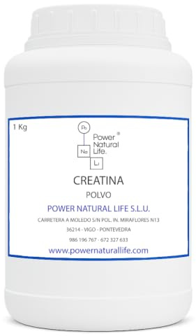 Creatina Monohidrato en Polvo | Power Natural Life | Bote 1 kg | Uso Alimentario, Técnico e Industrial | Compuesto para Formulación | Materia Prima