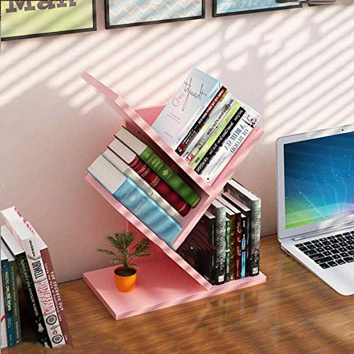 Creativo Rosa Scrivania Libreria Organizer con 3 Strati Multifunzionale Studio Scrivania Accessori e Forniture per Ufficio Scaffale Libro