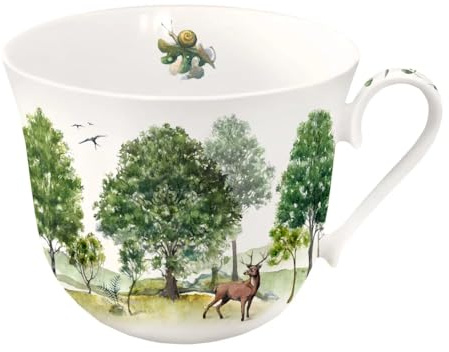 Grätz Kaffeetasse 400ml Teetasse, Henkeltasse, Blumen, Landhaus Porzellantasse Geschenkbox, Geschenkidee, Geburtstagsgeschenk, Lieblingstasse (Laubbäume)