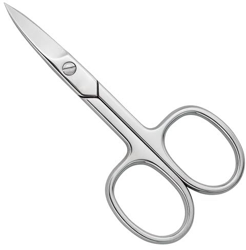 Cuticle Nail Scissors Curved Blade Professional Stainless Steel Beauty Scissors, for Manicure Pedicure, Eyebrows, Nose, Eyebrows, Eyelash, Beard, Mustache, Toenails (Nail Scissors)