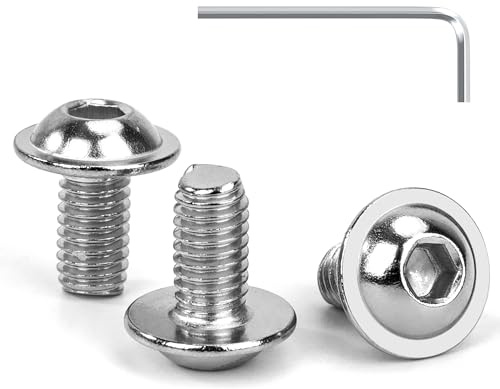 Tunejoy Viti a Testa Bombata con Flangia M6 x 12 mm Vite a Testa Esagonale Bulloni in Acciaio Inox A2 V2A Viti a Brugola con Chiavi a Esagono Filettatura Completa 30 Pezzi