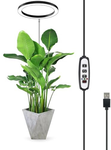 QILUCKY Grow Lights for Indoor Plants, 72 LEDs Full Spectrum Plant Grow Light, 3 Colors, 3/9/12H Timer, 10 Adjustable Brightness, 9-54 Height Adjustable, Indoor Plant Light for Growth (Black)