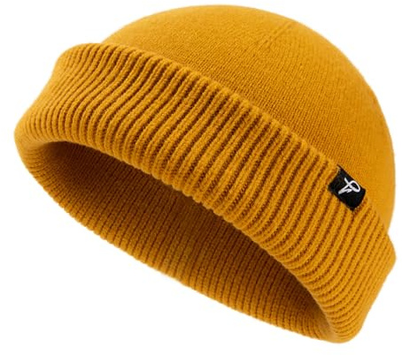 Comhats XL/XXL Fisherman Beanie Trawler-beanie, män, kvinnor, vintermuett, stickmössa, 96601_senapsgul, XL-XXL