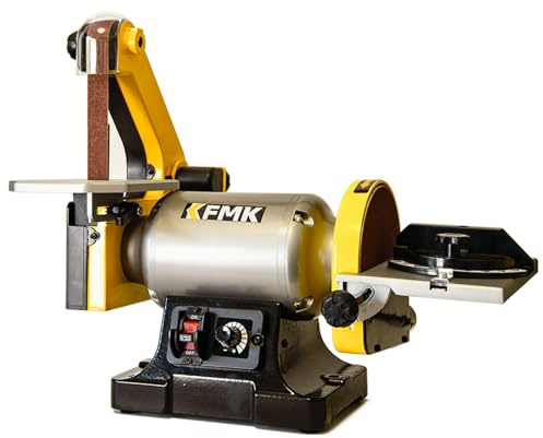 KFMK Variable Speed 1 x 30 Belt & 6 Disc Sander Combo, 3/4 HP Direct-Drive Motor, 2000–3400 RPM Disc / 1909–3248 SFPM Belt, Adjustable Work Tables & Miter Gauge, Benchtop Sander for Wood & Metal