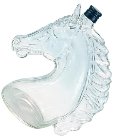 Botella de whisky de vidrio de borosilicato, forma única de cabeza de caballo, adecuada para exhibición de moda y botella de bebida