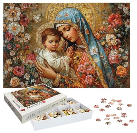 Puzzle 2000 Teile Erwachsene, Blume Puzzle 2000 Teile, EIN Herausforderndes Rätsel, Religiös Holzpuzzle Erwachsene mit Exquisiter Verpackungsbox, Puzzlespiele für Die Ganze Familie, Geschenke, -9126