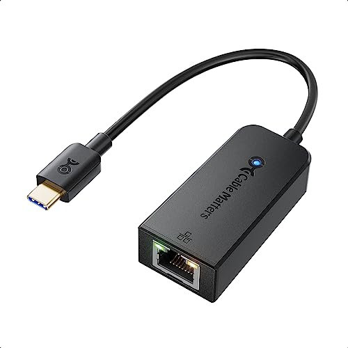 Cable Matters Plug & Play USB C to Ethernet Adapter (Thunderbolt to Ethernet Adapter, Gigabit Ethernet to USB C) in Black - Thunderbolt 4/3, USB4 Compatible with MacBook Pro, Dell XPS, Surface Pro