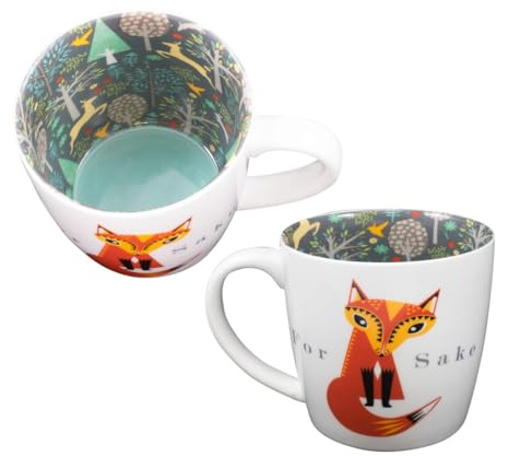 Justchee Taza de Cerámica para Té/Café - Taza de Adentro Hacia Afuera - Patrón Animal - Mate - 1 Unid.