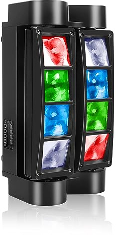 UKing 8x10W Disco D'araignée Effet de lumière,RGBW Lyre LED avec Contrôle du Son et DMX512, 7 / 15CH Lumiere dj pour Club Bar Disco Show