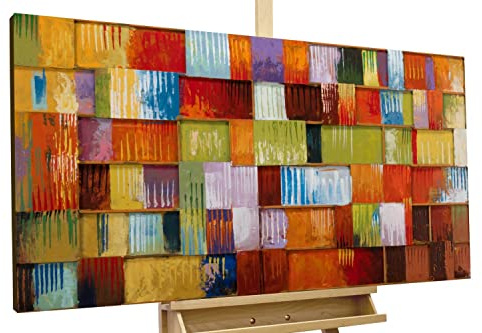 KunstLoft Metallbild 3D | 100% HANDGEFERTIGT | 120x60x4cm | Wandbild Metall Deko 'Stück für Stück' | Abstrakt | Bunt | Metall Wanddeko Wohnzimmer