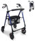 Mobiclinic®, Déambulateur 4 Roues Leger, Pliable, Augusto, Léger, Pieds et Siège Réglables, Porte-poteau, Panier, Réglable, Aluminium, Bleu