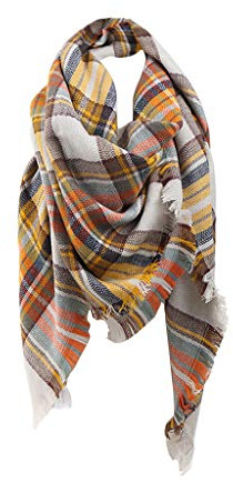 Bakicey Damen Schal XXL Warm Weich Strickschal Karo Winterschal Herbstschal Wolleschal Frauen Deckenschal Halstuch Scarf Poncho Cape